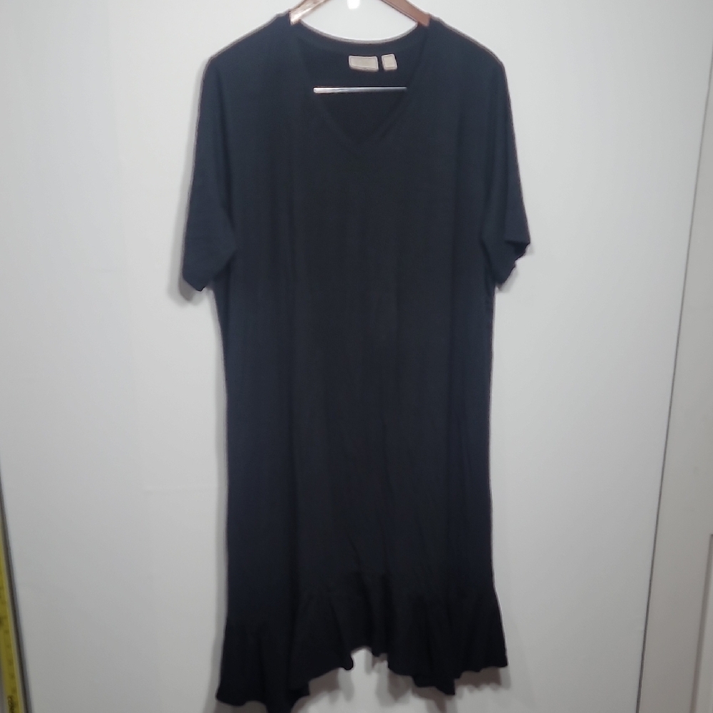 Lori Goldstein Logo Black Tee Shirt Petite Dress